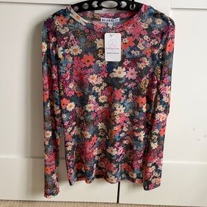 Black Floral Mesh Top